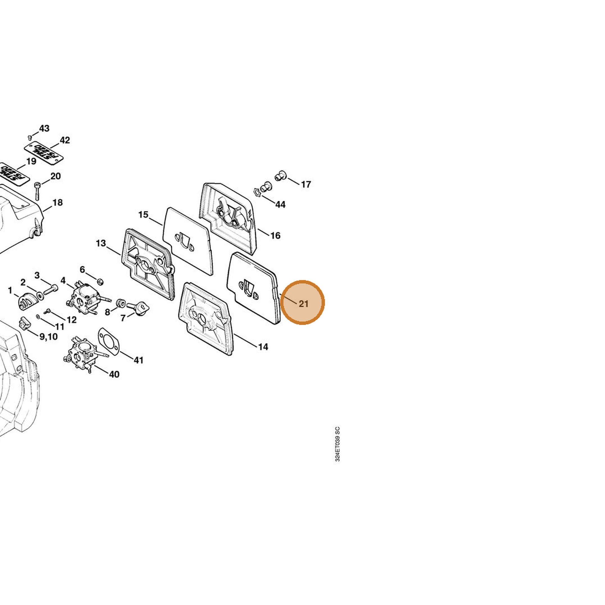 STIHL part 4119-141-1700 — IPL diagram snippet (6x zoom, amber highlight)