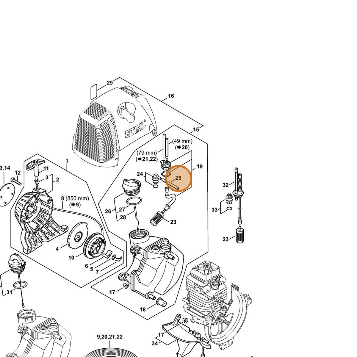 STIHL part 4119-141-8600 — IPL diagram snippet (6x zoom, amber highlight)