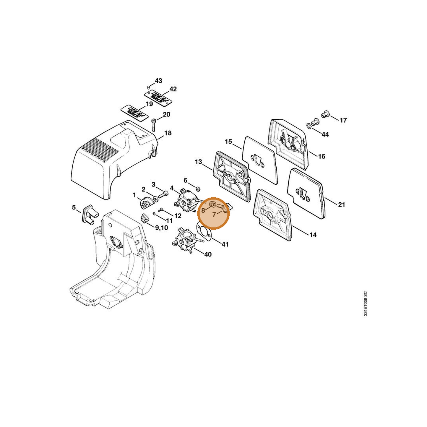 STIHL part 4119-182-9500 — IPL diagram snippet (6x zoom, amber highlight)