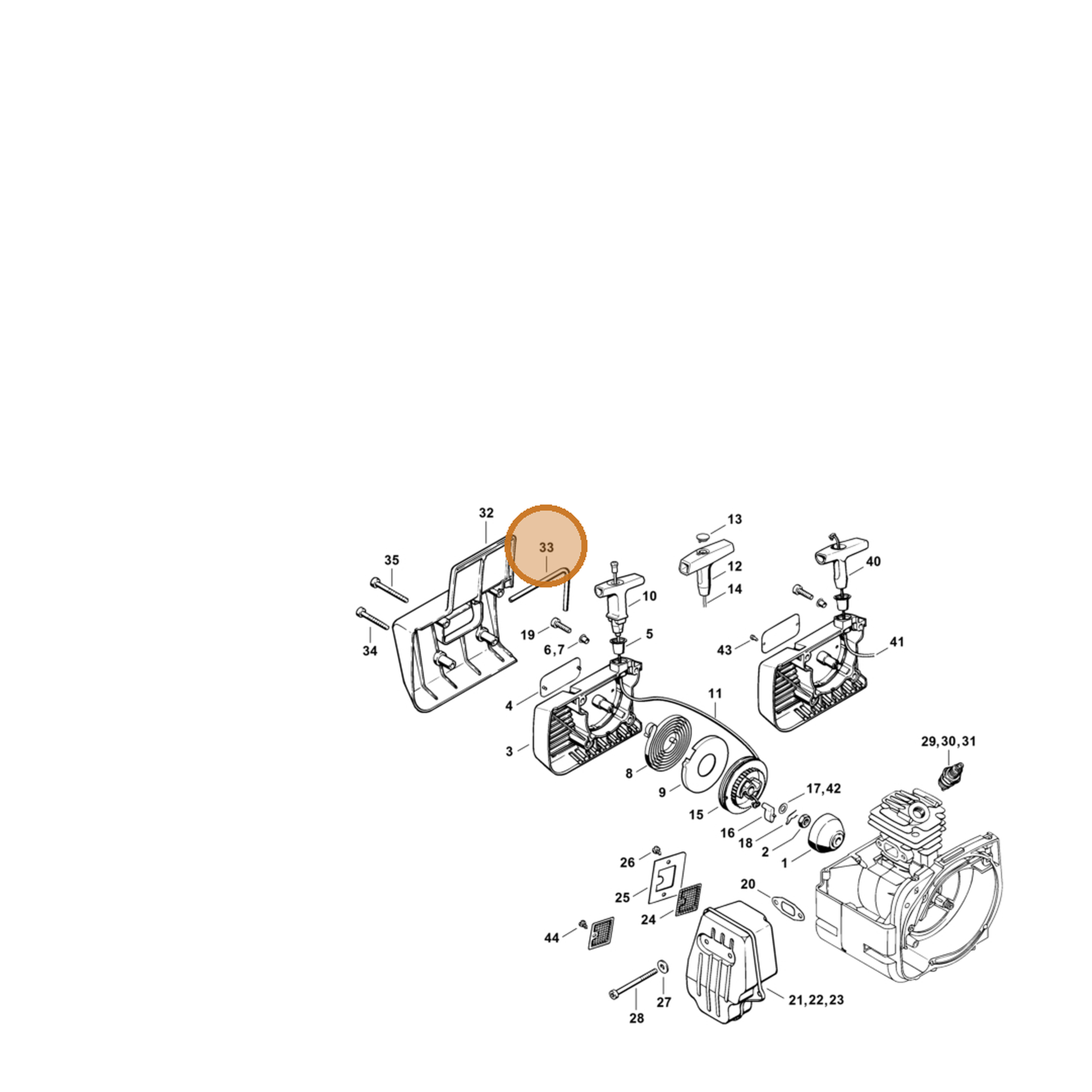 STIHL part 4119-195-6200 — IPL diagram snippet (6x zoom, amber highlight)