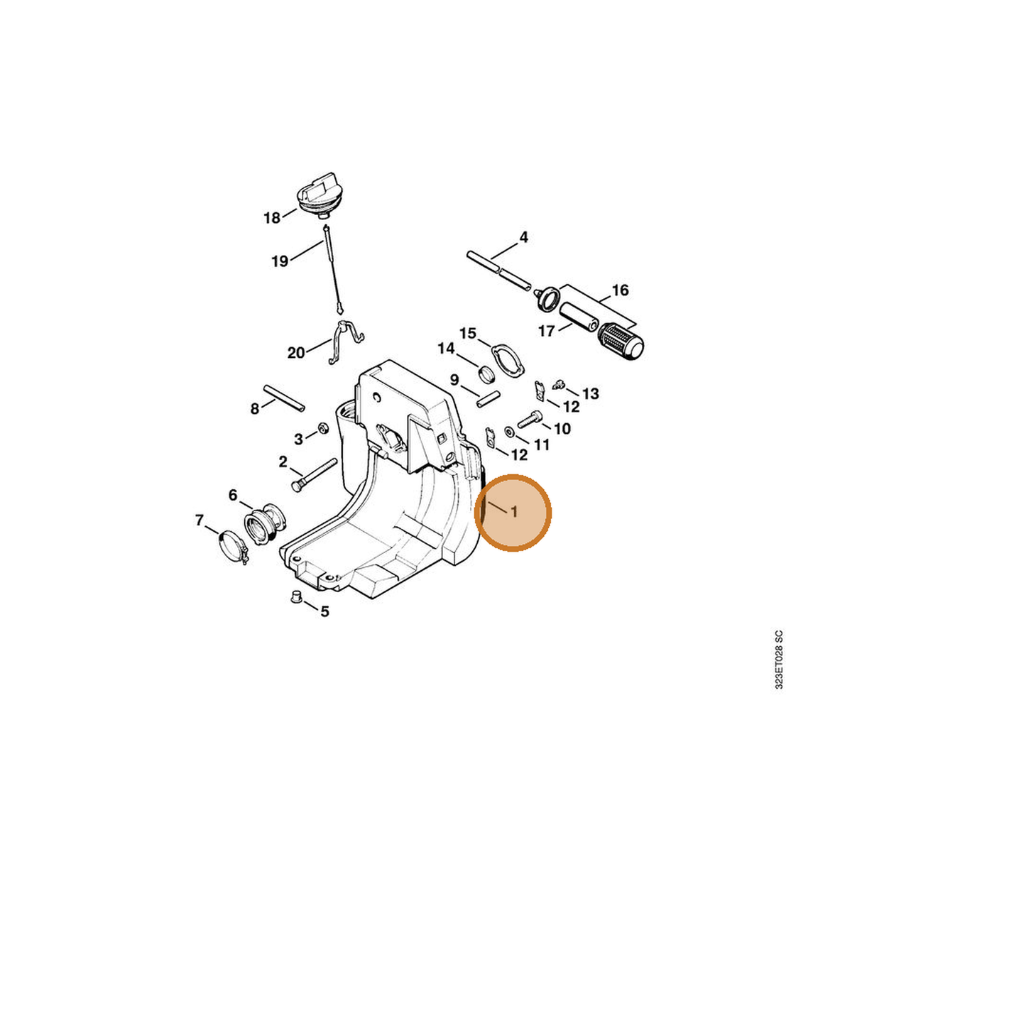 STIHL part 4119-350-0800 — IPL diagram snippet (6x zoom, amber highlight)