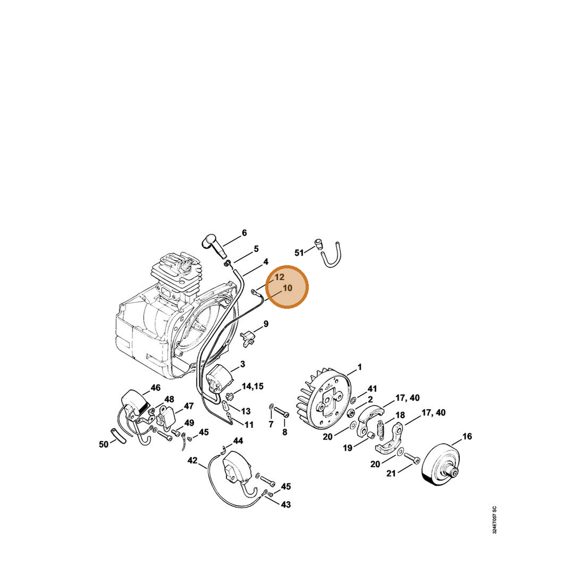 STIHL part 4119-440-1107 — IPL diagram snippet (6x zoom, amber highlight)