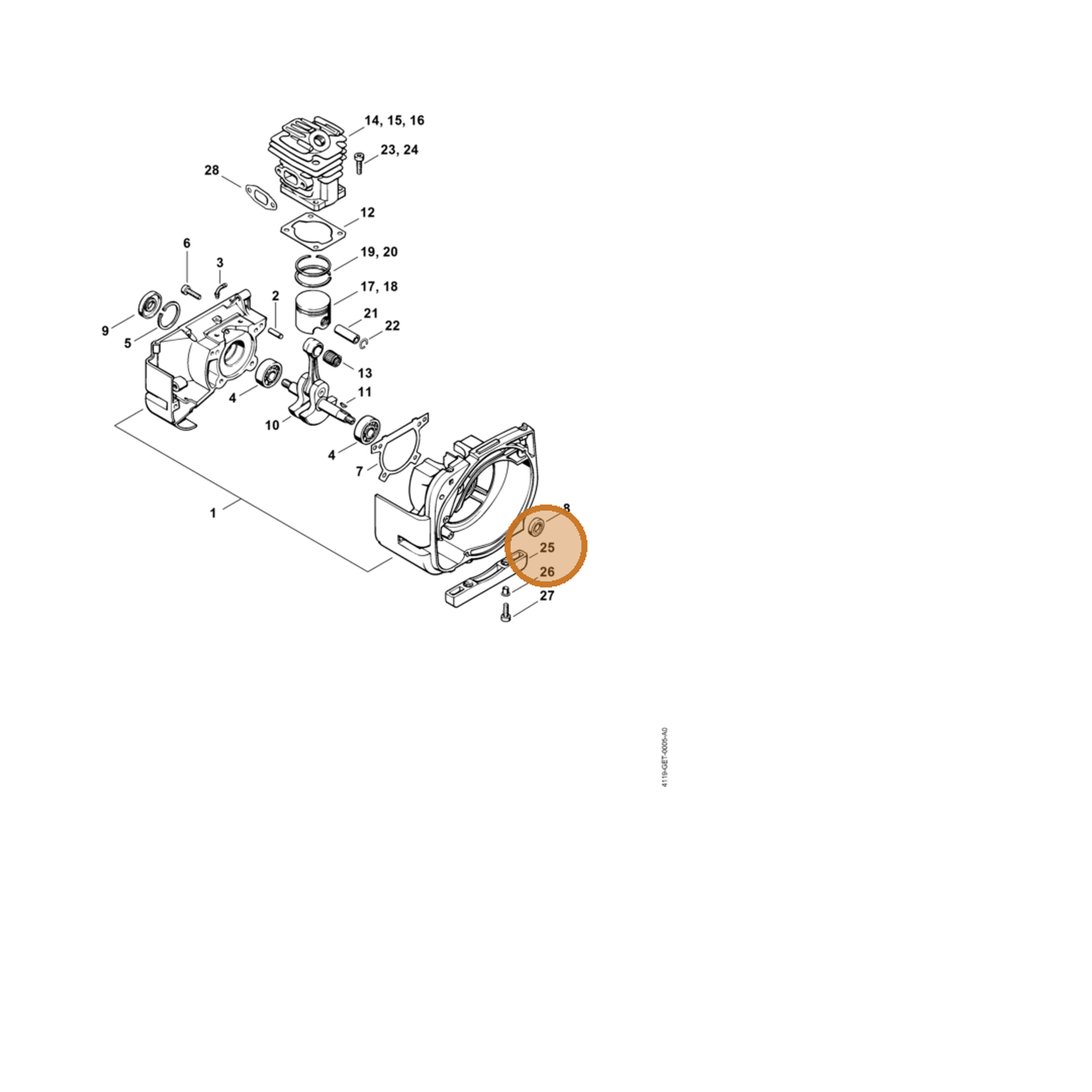 STIHL part 4119-700-8400 — IPL diagram snippet (6x zoom, amber highlight)