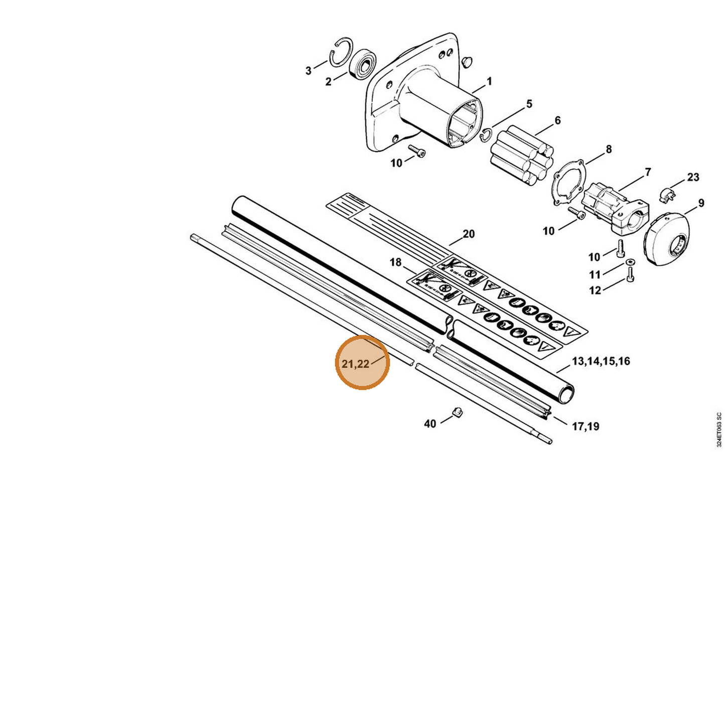 STIHL part 4119-711-3210 — IPL diagram snippet (6x zoom, amber highlight)