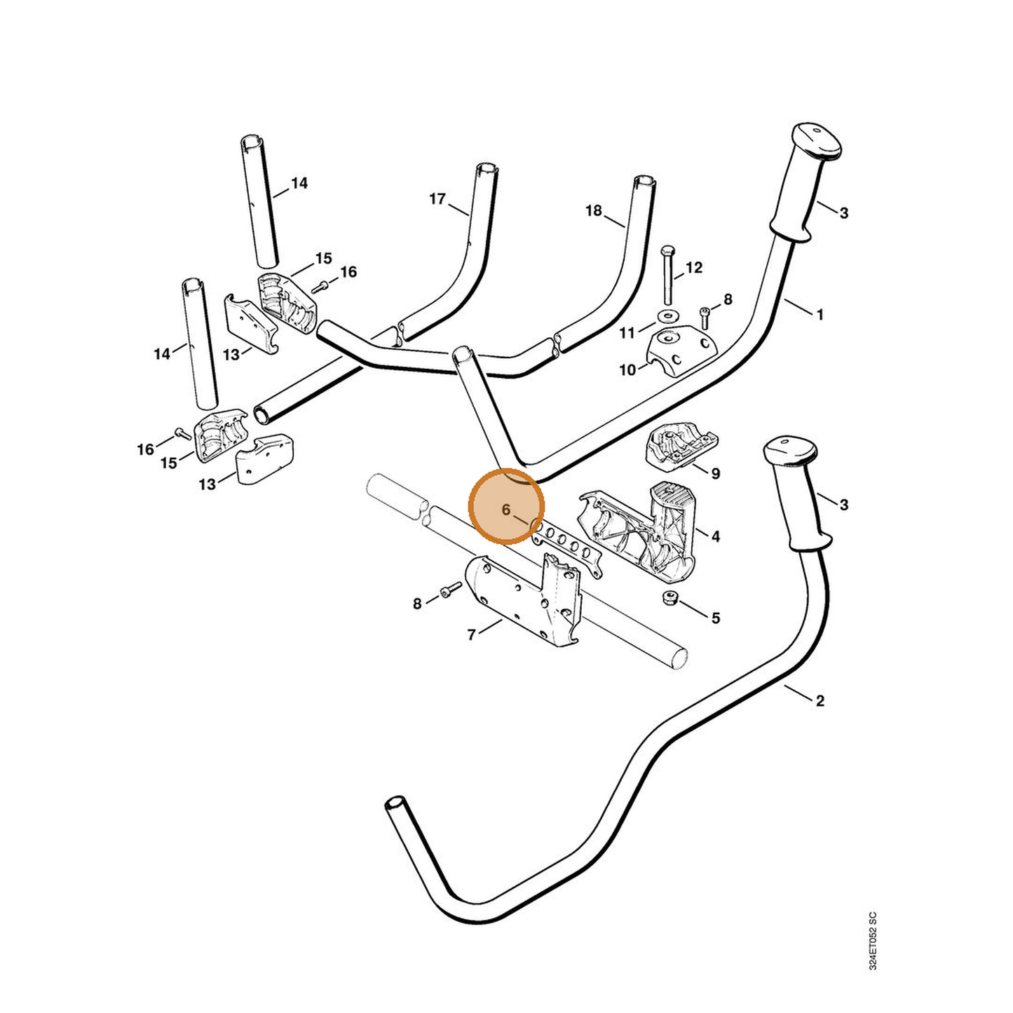 STIHL part 4119-716-2900 — IPL diagram snippet (6x zoom, amber highlight)