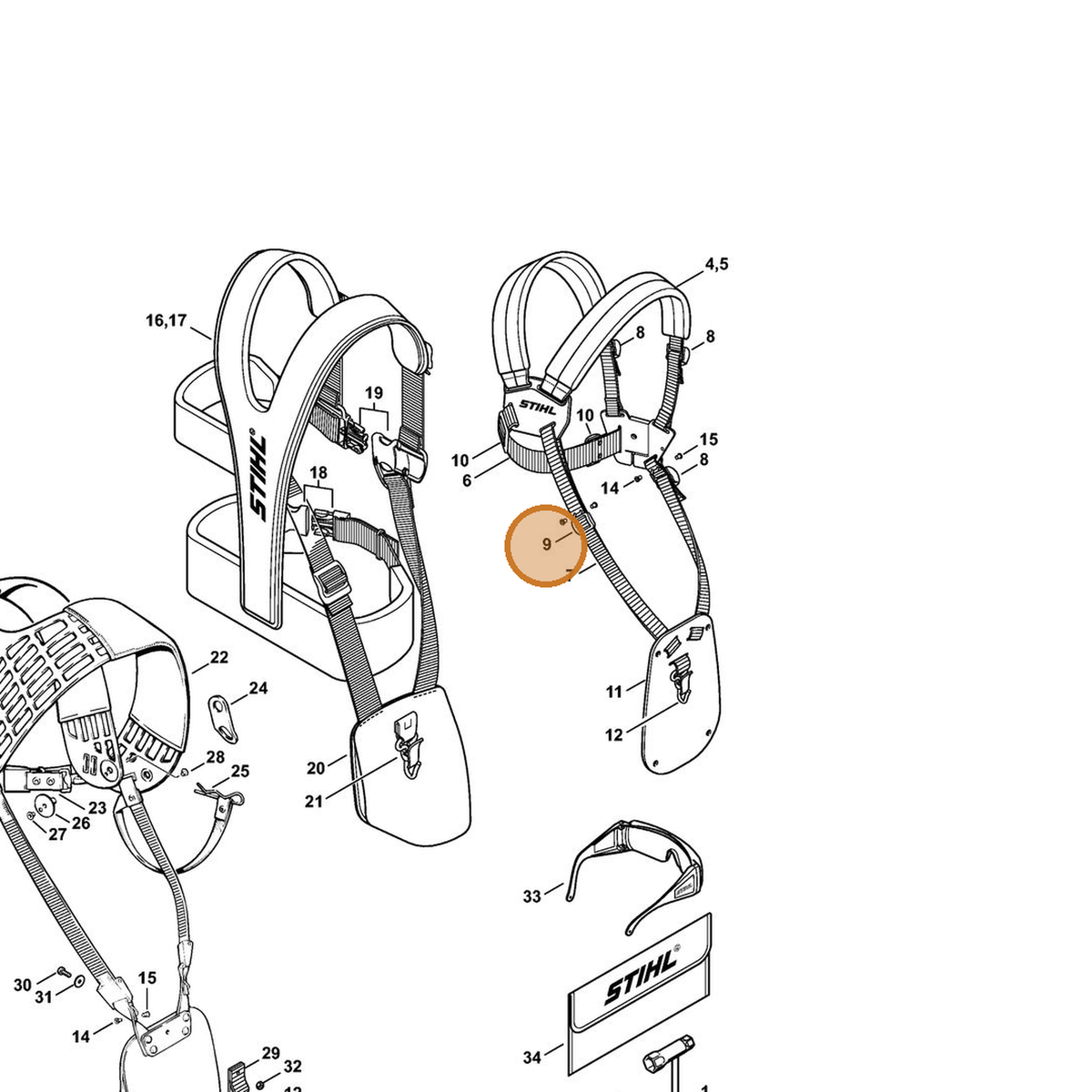 STIHL part 4119-718-6300 — IPL diagram snippet (6x zoom, amber highlight)