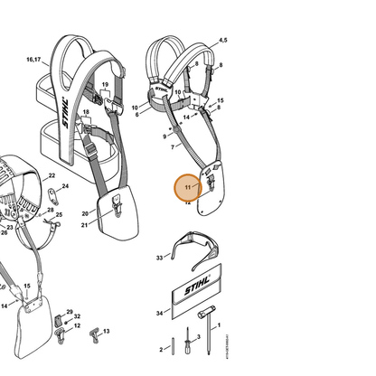 STIHL part 4119-718-7400 — IPL diagram snippet (6x zoom, amber highlight)