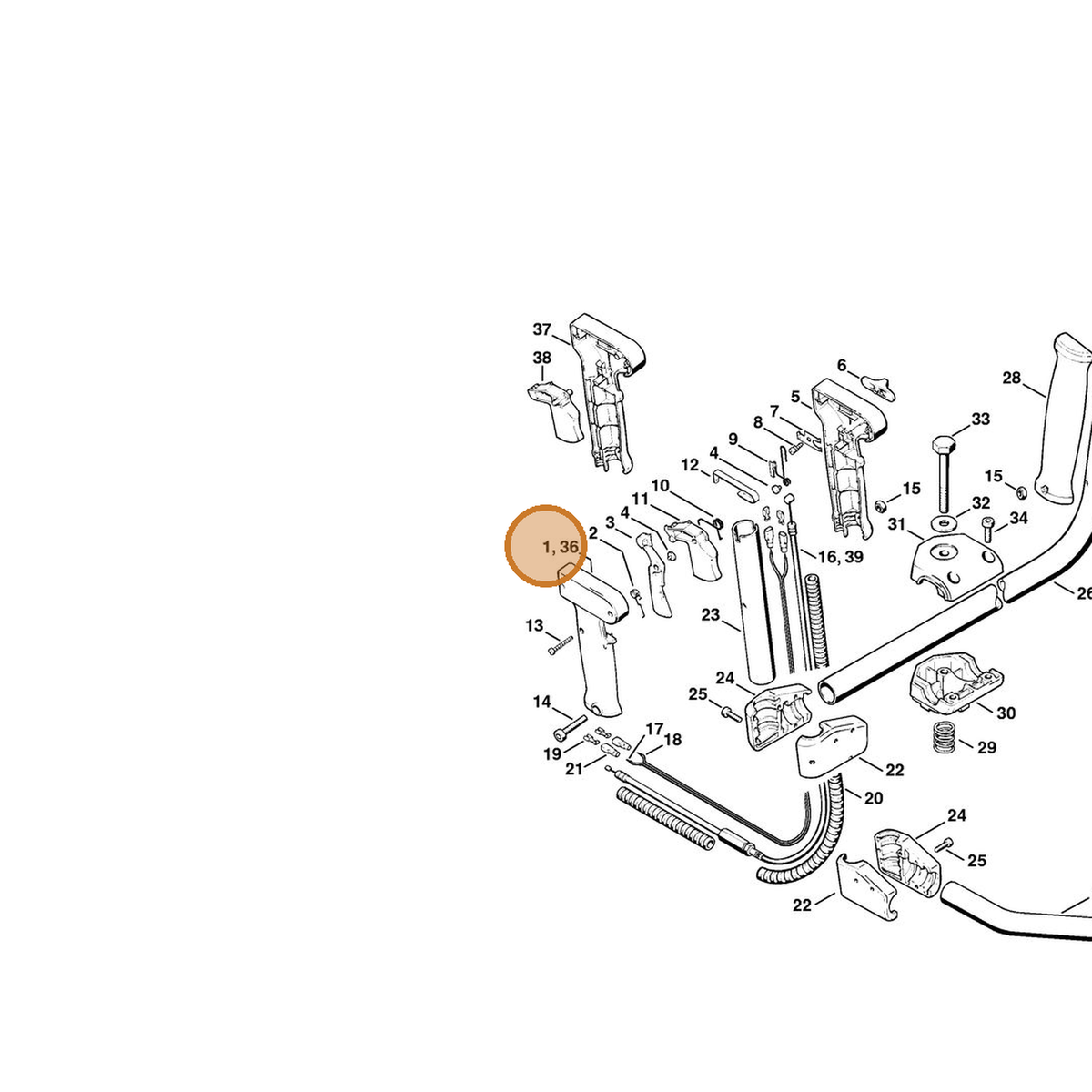 STIHL part 4119-791-0801 — IPL diagram snippet (6x zoom, amber highlight)