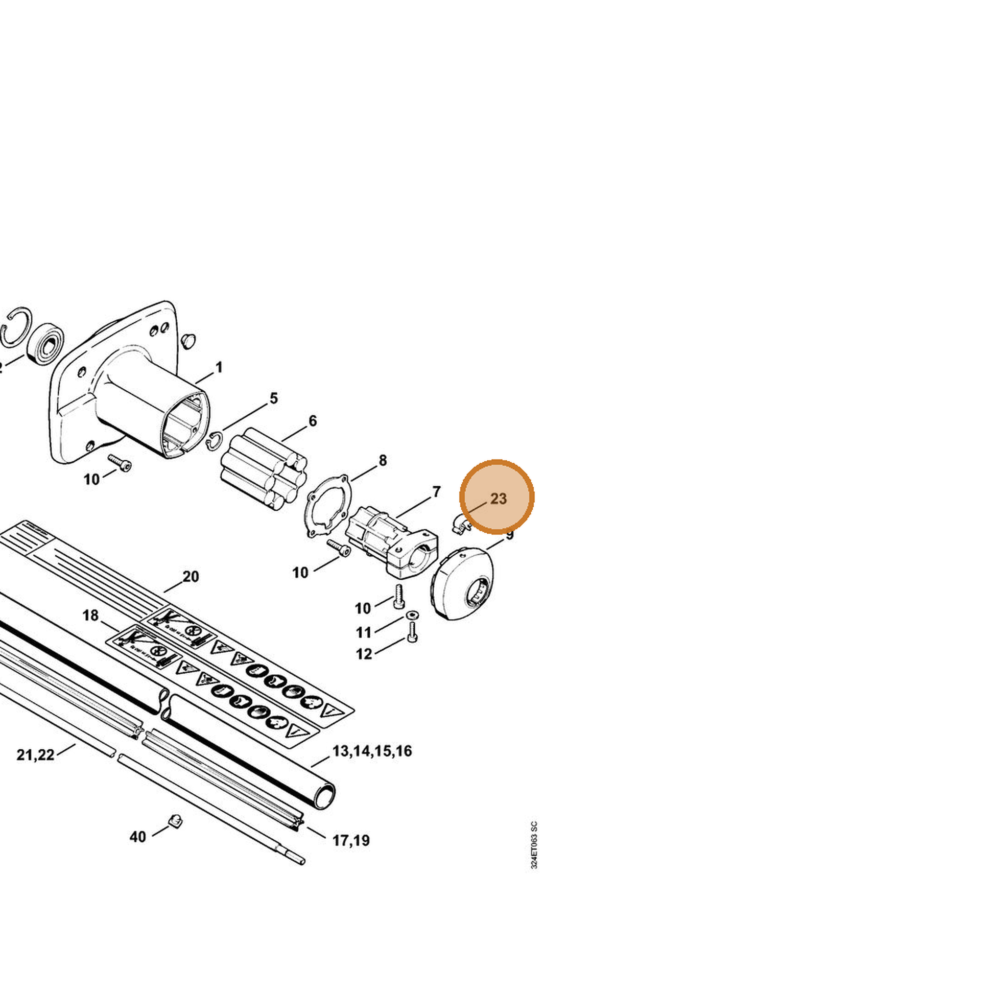 STIHL part 4119-791-9400 — IPL diagram snippet (6x zoom, amber highlight)