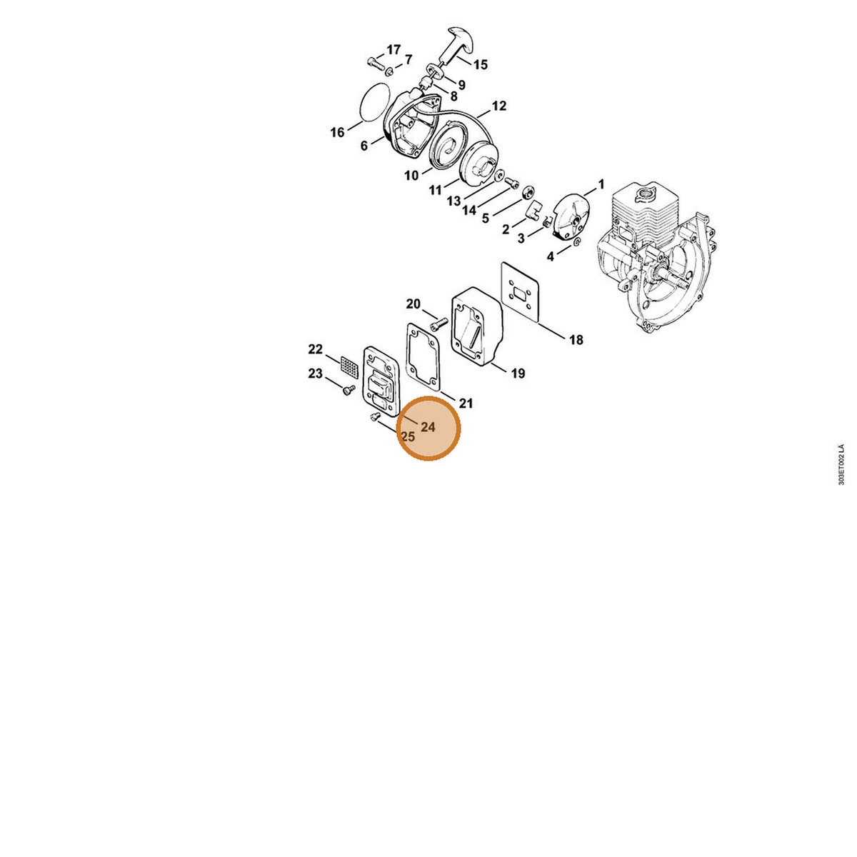 STIHL part 4123-140-0800 — IPL diagram snippet (6x zoom, amber highlight)