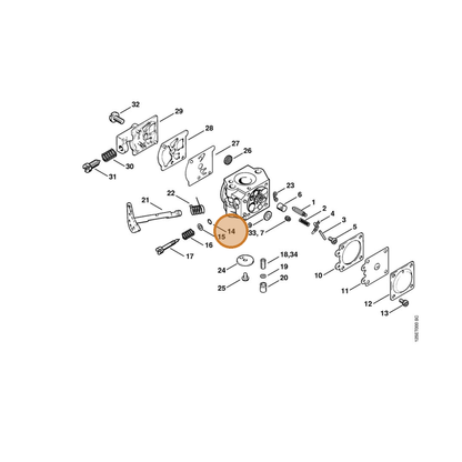 STIHL part 4124-122-3600 — IPL diagram snippet (6x zoom, amber highlight)