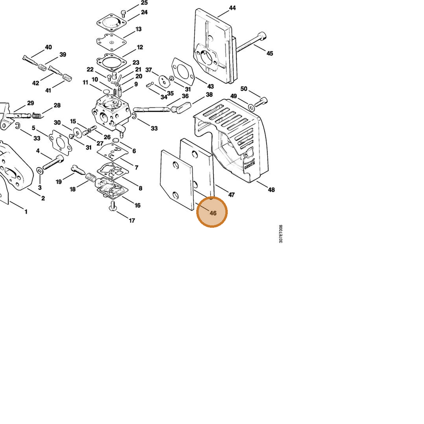 STIHL part 4126-124-0800 — IPL diagram snippet (6x zoom, amber highlight)