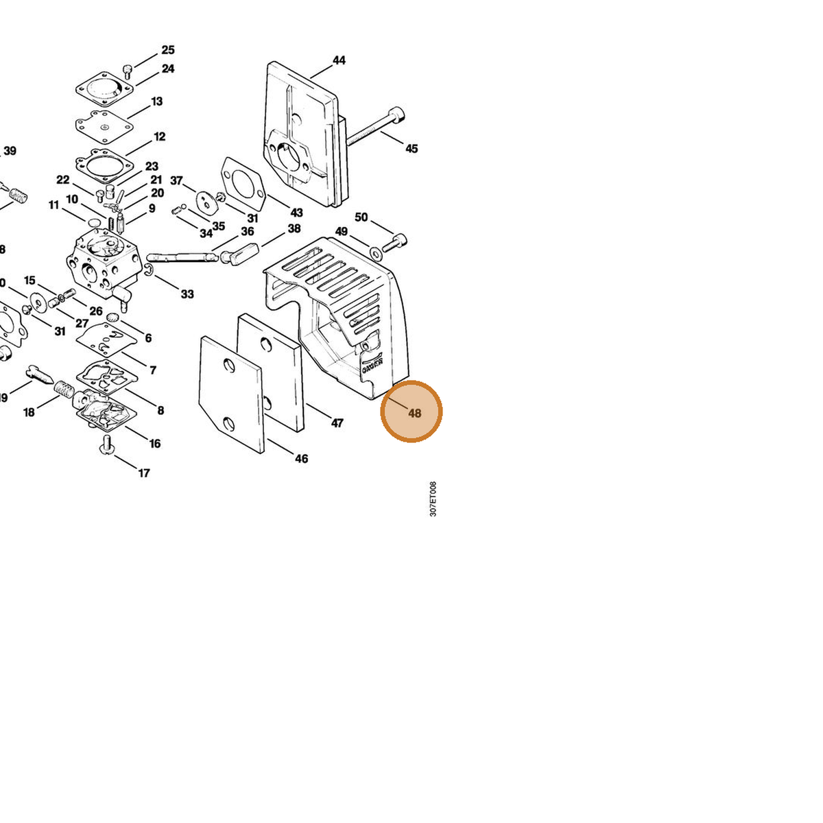 STIHL part 4126-140-1000 — IPL diagram snippet (6x zoom, amber highlight)