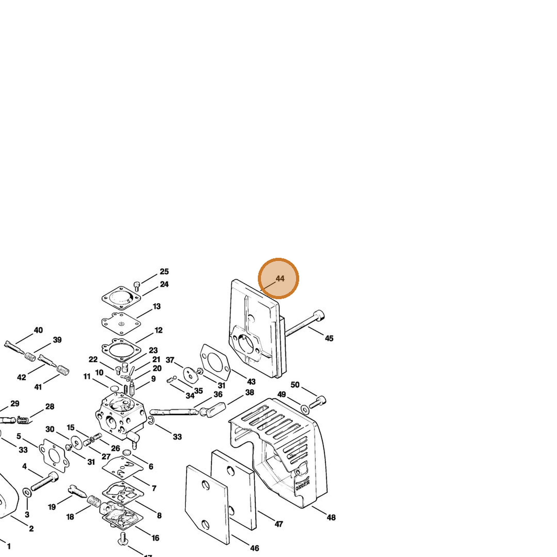 STIHL part 4126-140-2800 — IPL diagram snippet (6x zoom, amber highlight)
