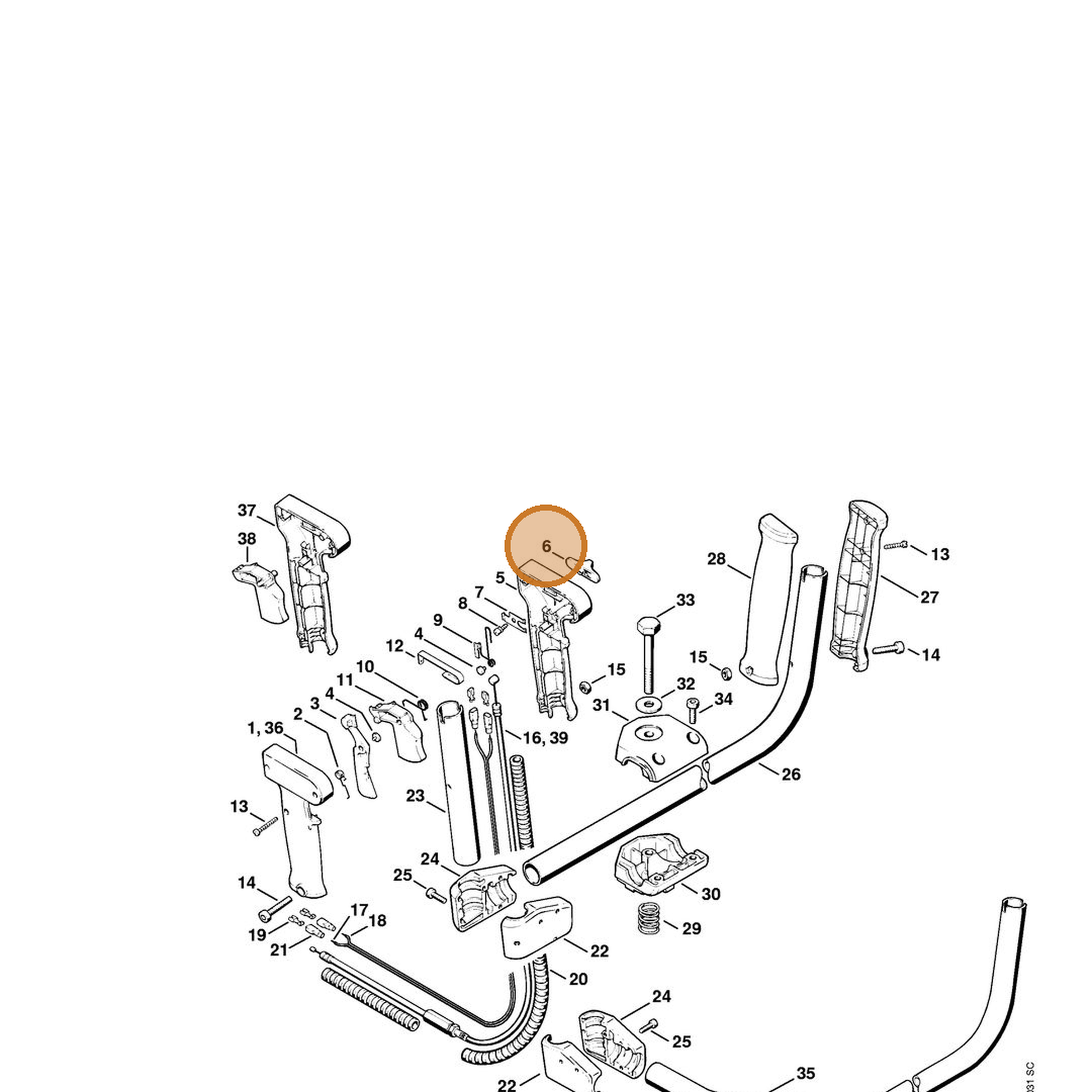 STIHL part 4126-182-1700 — IPL diagram snippet (6x zoom, amber highlight)
