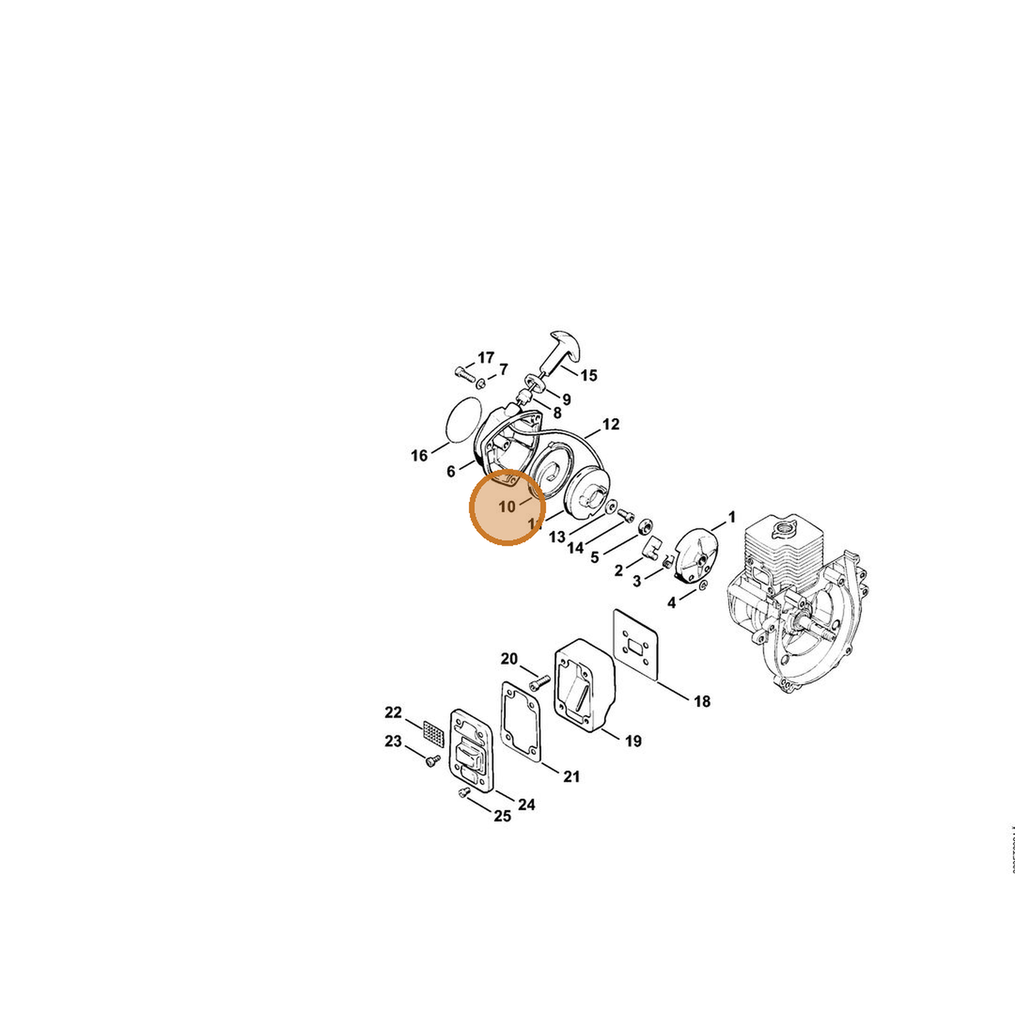 STIHL part 4126-195-1600 — IPL diagram snippet (6x zoom, amber highlight)