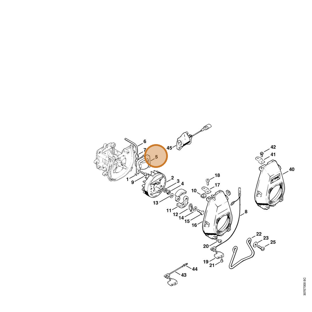 STIHL part 4126-400-1301 — IPL diagram snippet (6x zoom, amber highlight)
