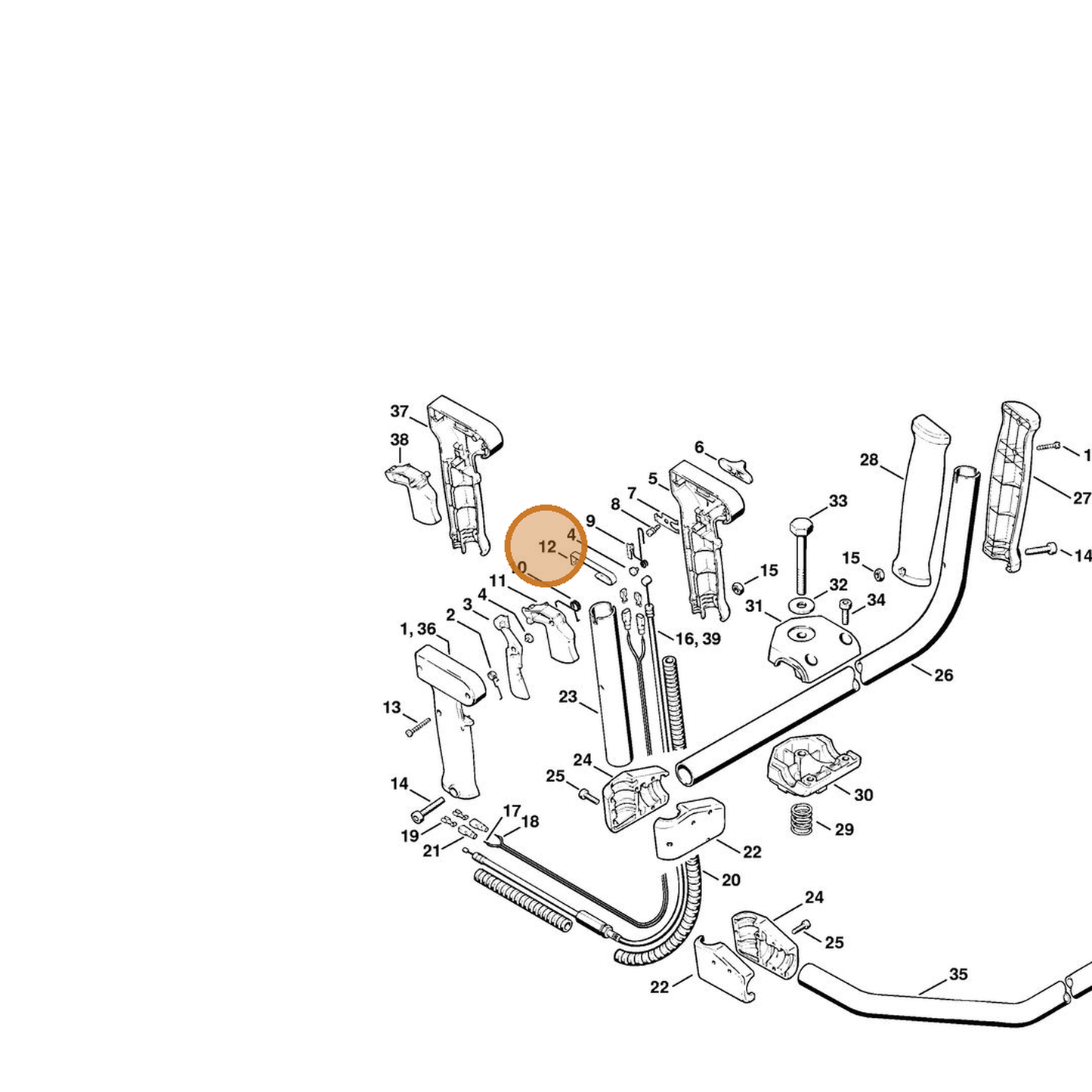 STIHL part 4126-442-1610 — IPL diagram snippet (6x zoom, amber highlight)