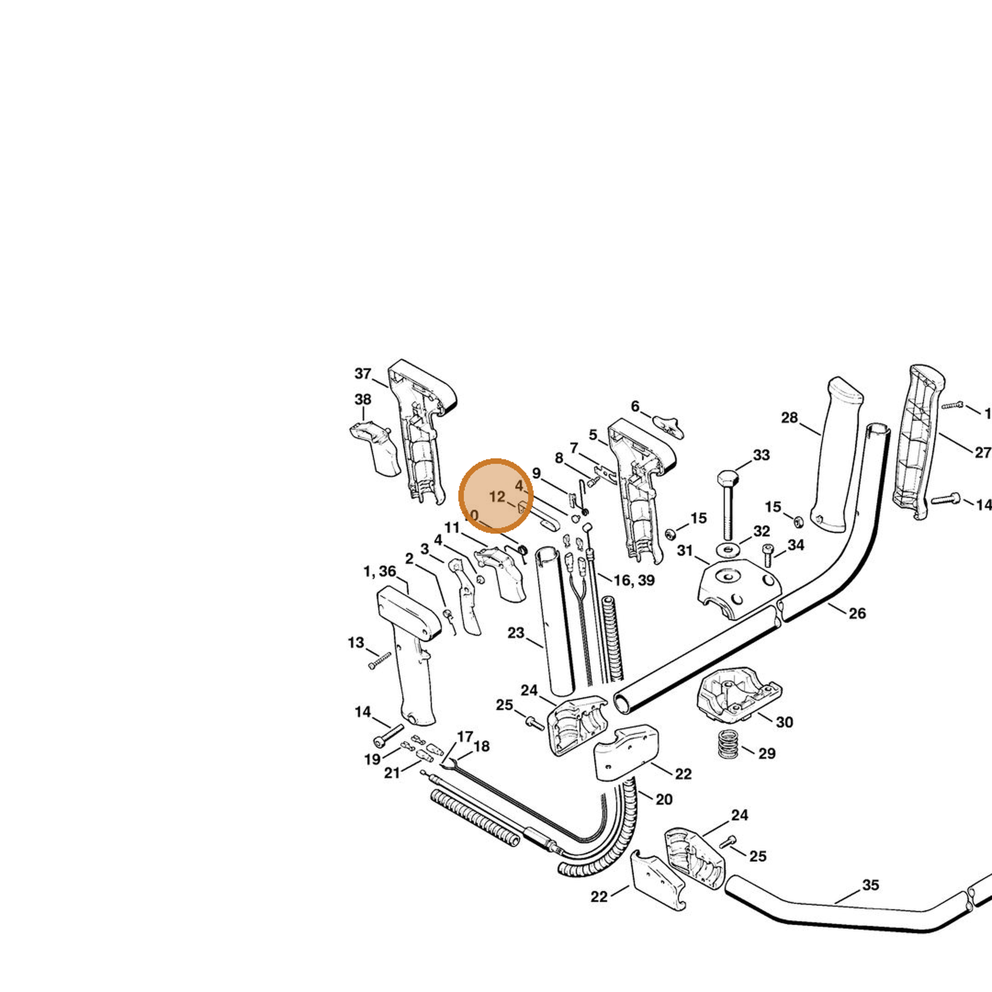 STIHL part 4126-442-1610 — IPL diagram snippet (6x zoom, amber highlight)