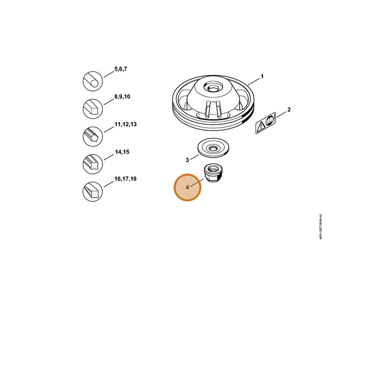 STIHL part 4126-642-7600 — IPL diagram snippet (6x zoom, amber highlight)