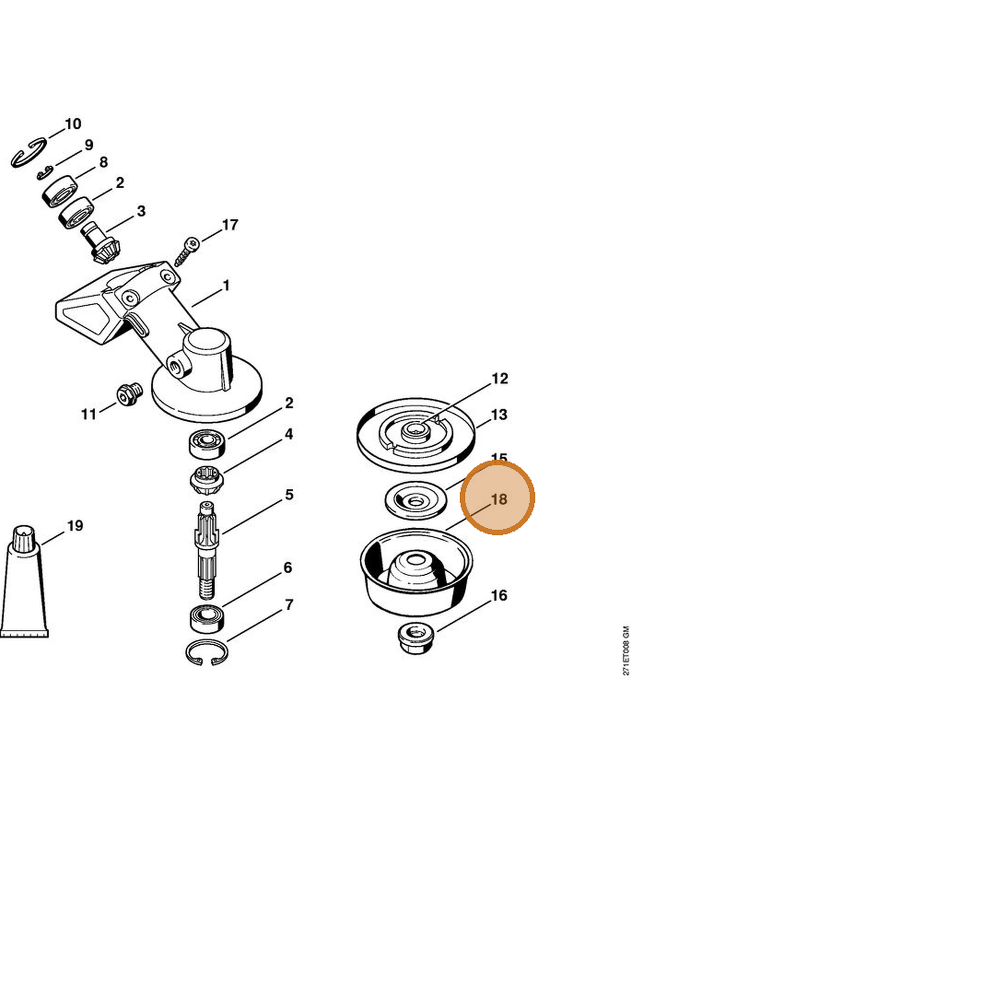 STIHL part 4126-713-3100 — IPL diagram snippet (6x zoom, amber highlight)