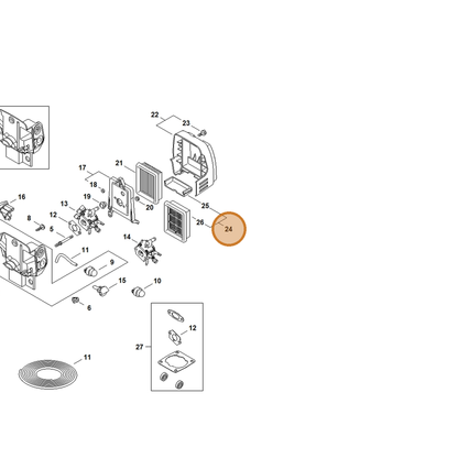STIHL part 4128-007-1001 — IPL diagram snippet (6x zoom, amber highlight)