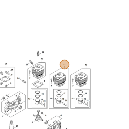 STIHL part 4128-020-1211 — IPL diagram snippet (6x zoom, amber highlight)
