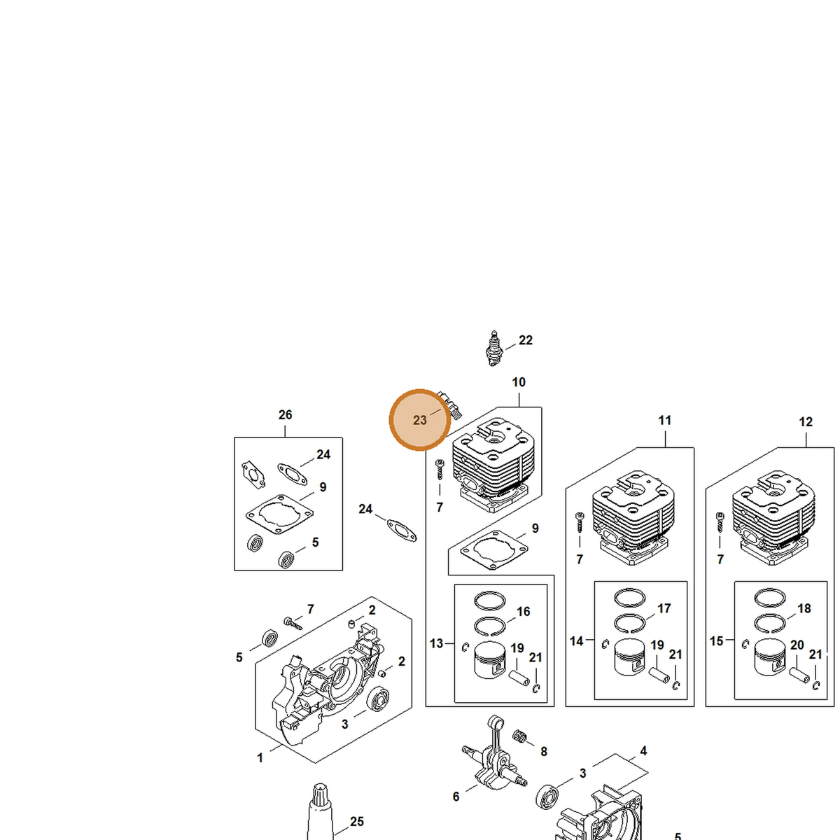 STIHL part 4128-020-9400 — IPL diagram snippet (6x zoom, amber highlight)