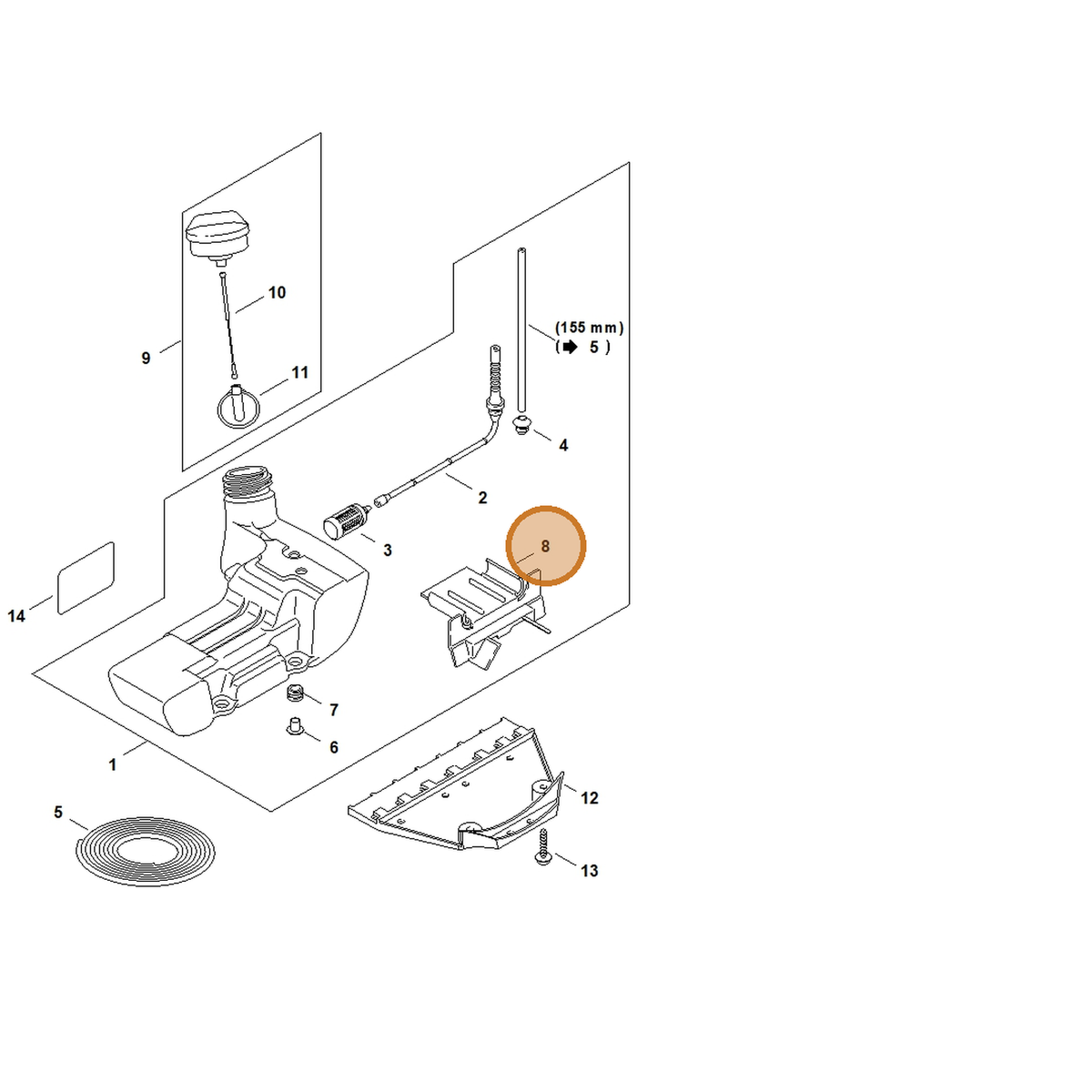 STIHL part 4128-021-2800 — IPL diagram snippet (6x zoom, amber highlight)