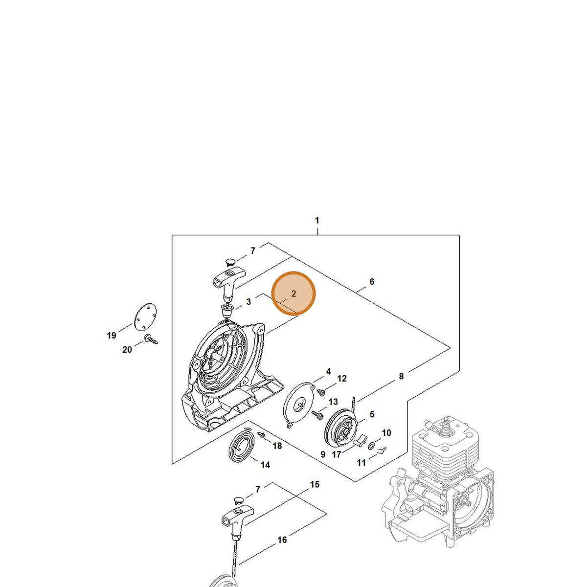 STIHL part 4128-080-1801 — IPL diagram snippet (6x zoom, amber highlight)