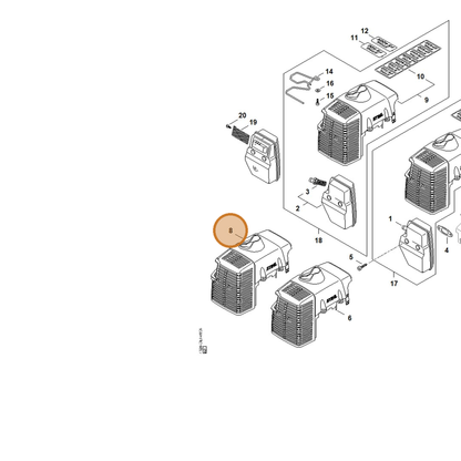 STIHL part 4128-084-0908 — IPL diagram snippet (6x zoom, amber highlight)