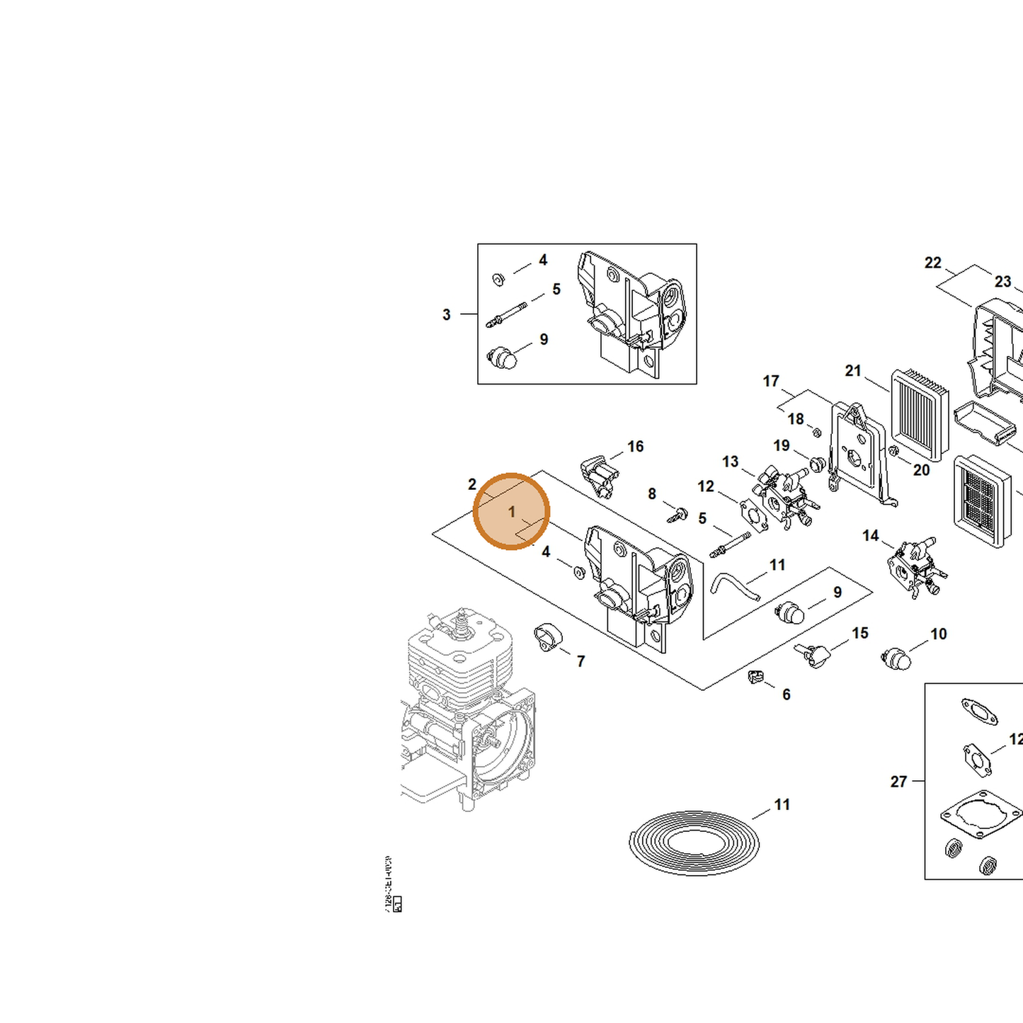 STIHL part 4128-120-0103 — IPL diagram snippet (6x zoom, amber highlight)