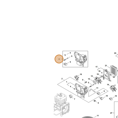 STIHL part 4128-120-0151 — IPL diagram snippet (6x zoom, amber highlight)