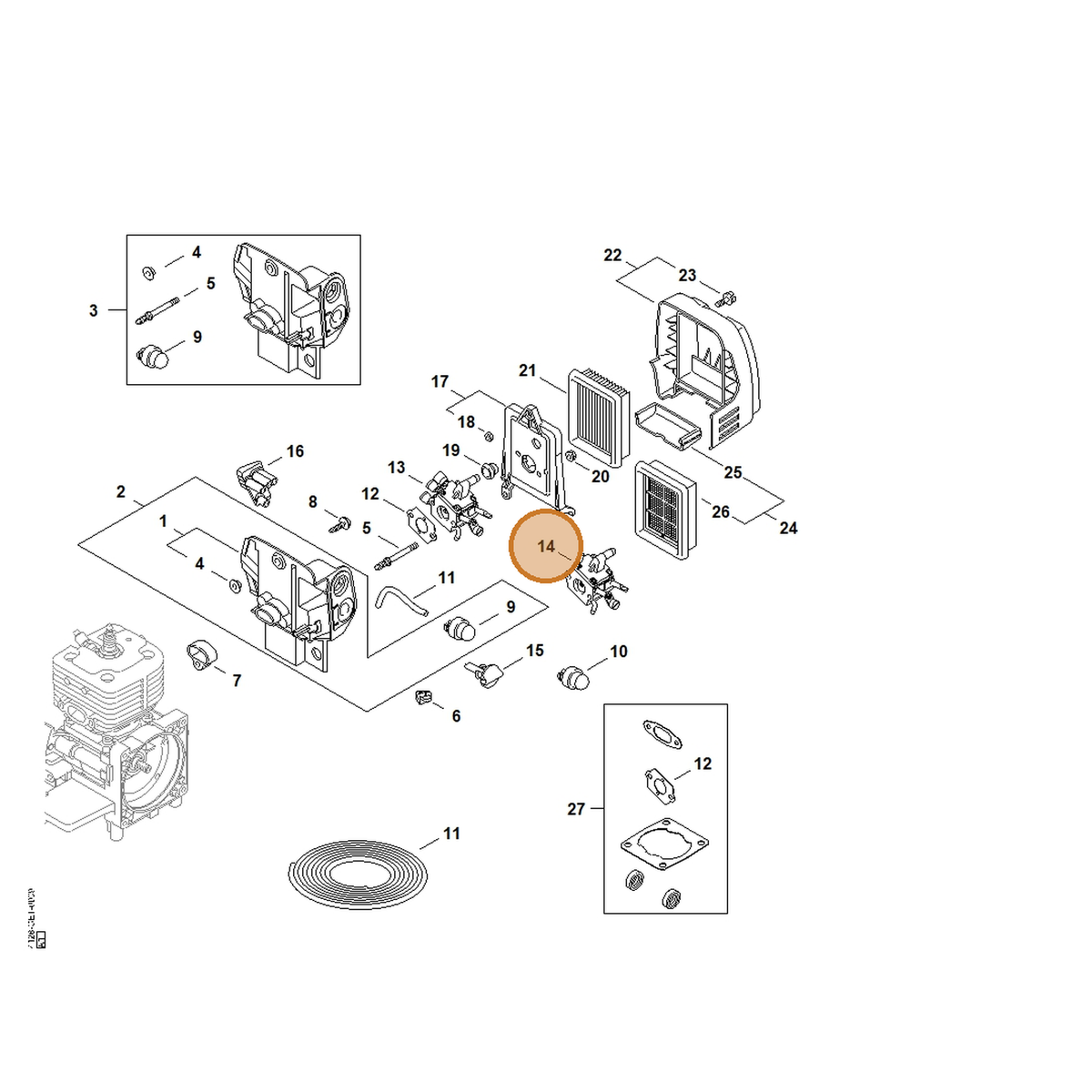 STIHL part 4128-120-0651 — IPL diagram snippet (6x zoom, amber highlight)