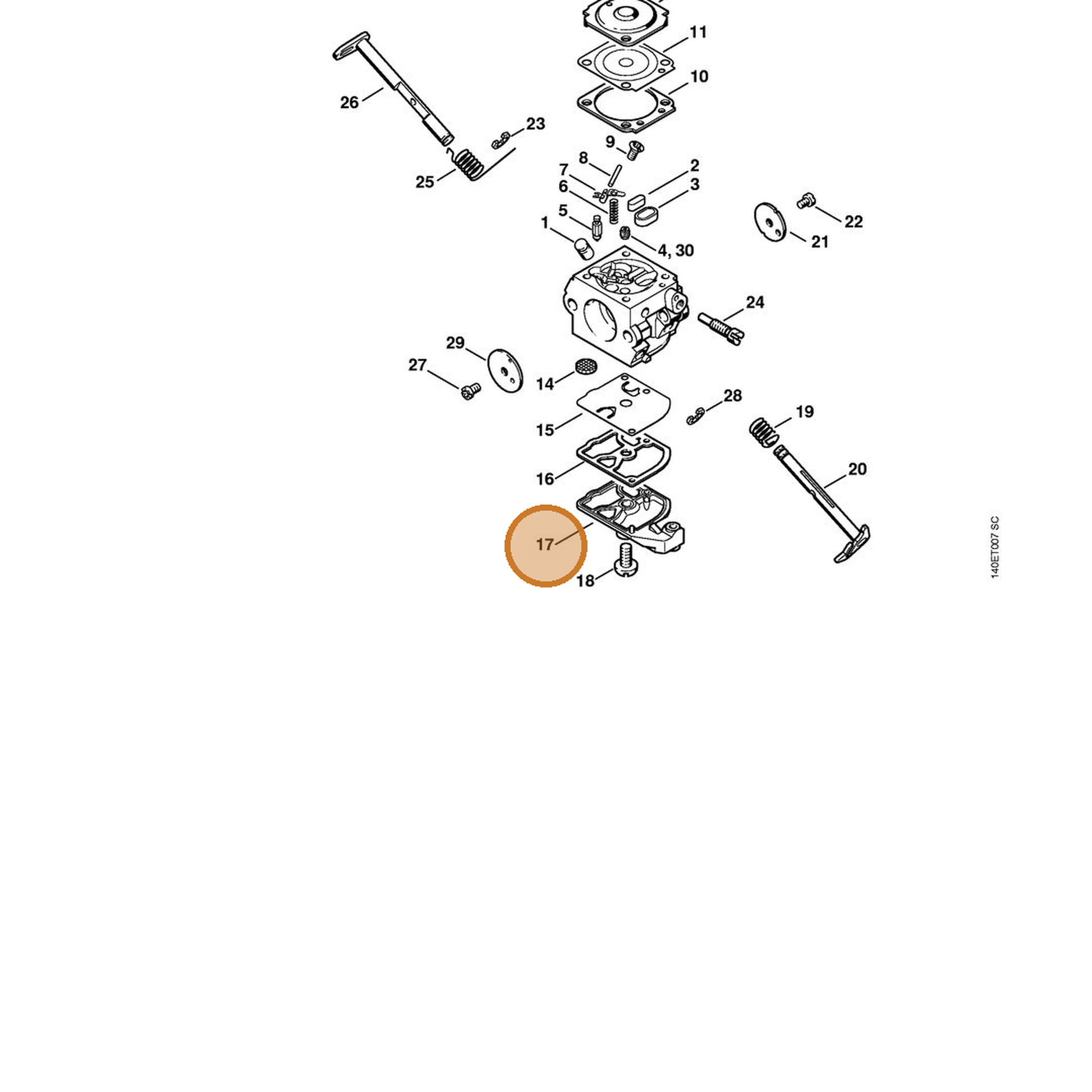 STIHL part 4128-121-0800 — IPL diagram snippet (6x zoom, amber highlight)