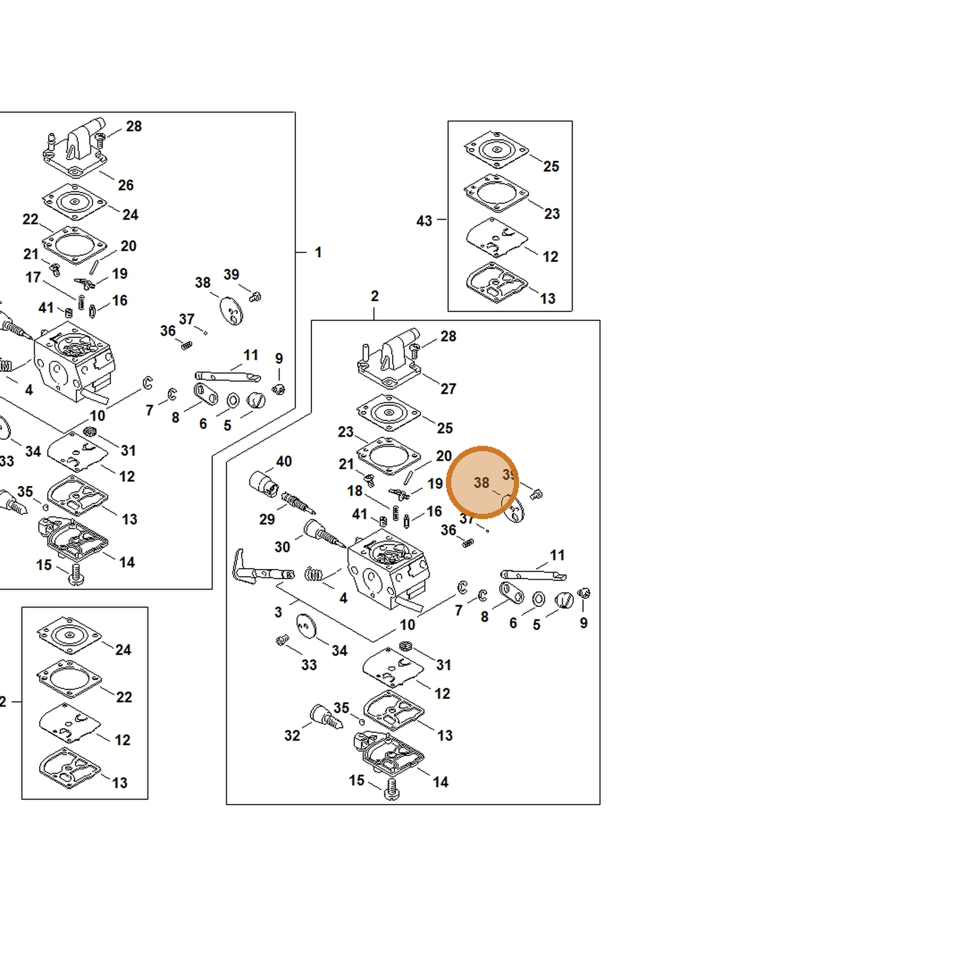STIHL part 4128-121-2900 — IPL diagram snippet (6x zoom, amber highlight)