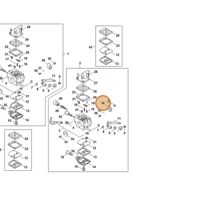 STIHL part 4128-121-2900 — IPL diagram snippet (6x zoom, amber highlight)