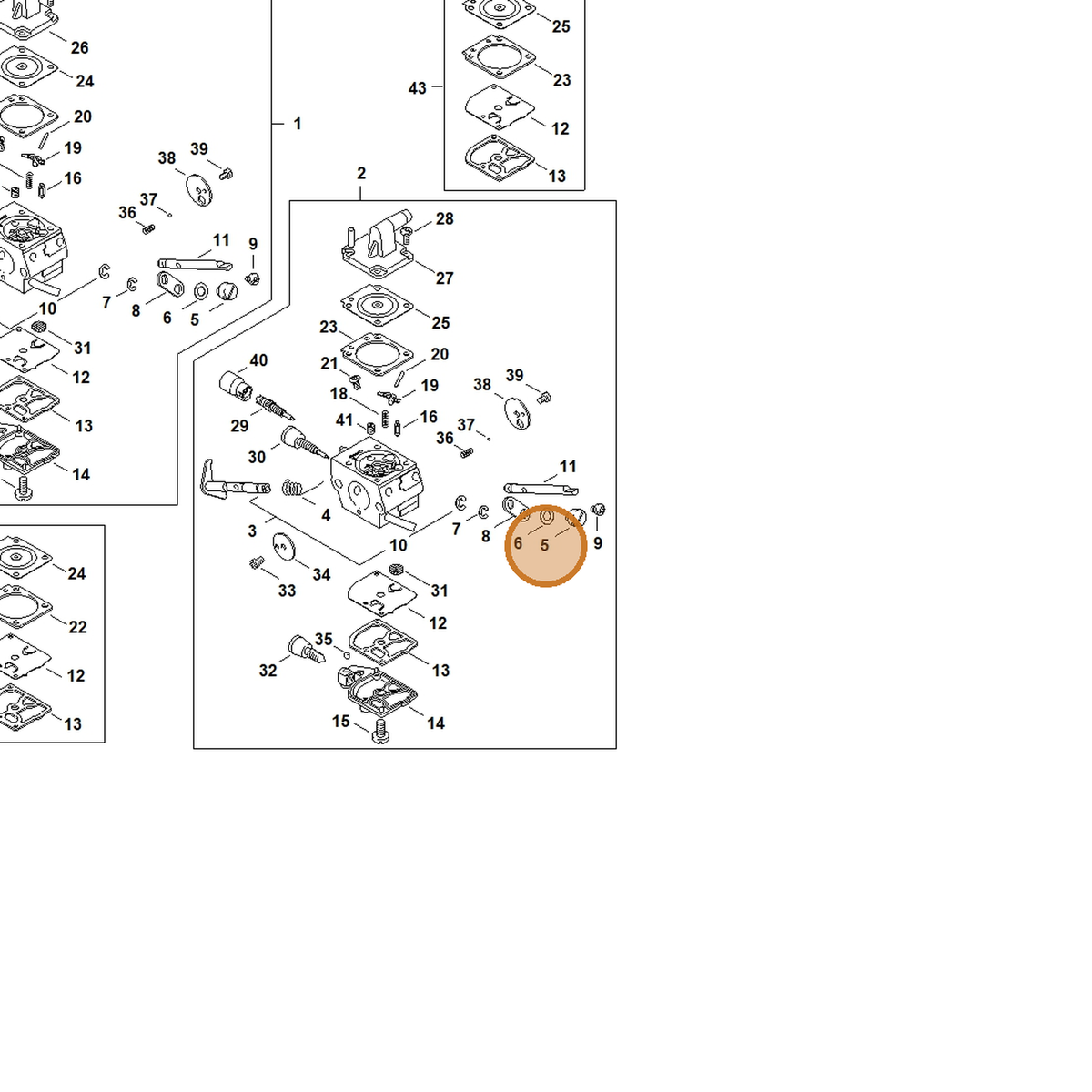 STIHL part 4128-121-8901 — IPL diagram snippet (6x zoom, amber highlight)