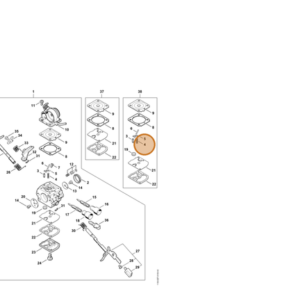 STIHL part 4128-122-3000 — IPL diagram snippet (6x zoom, amber highlight)
