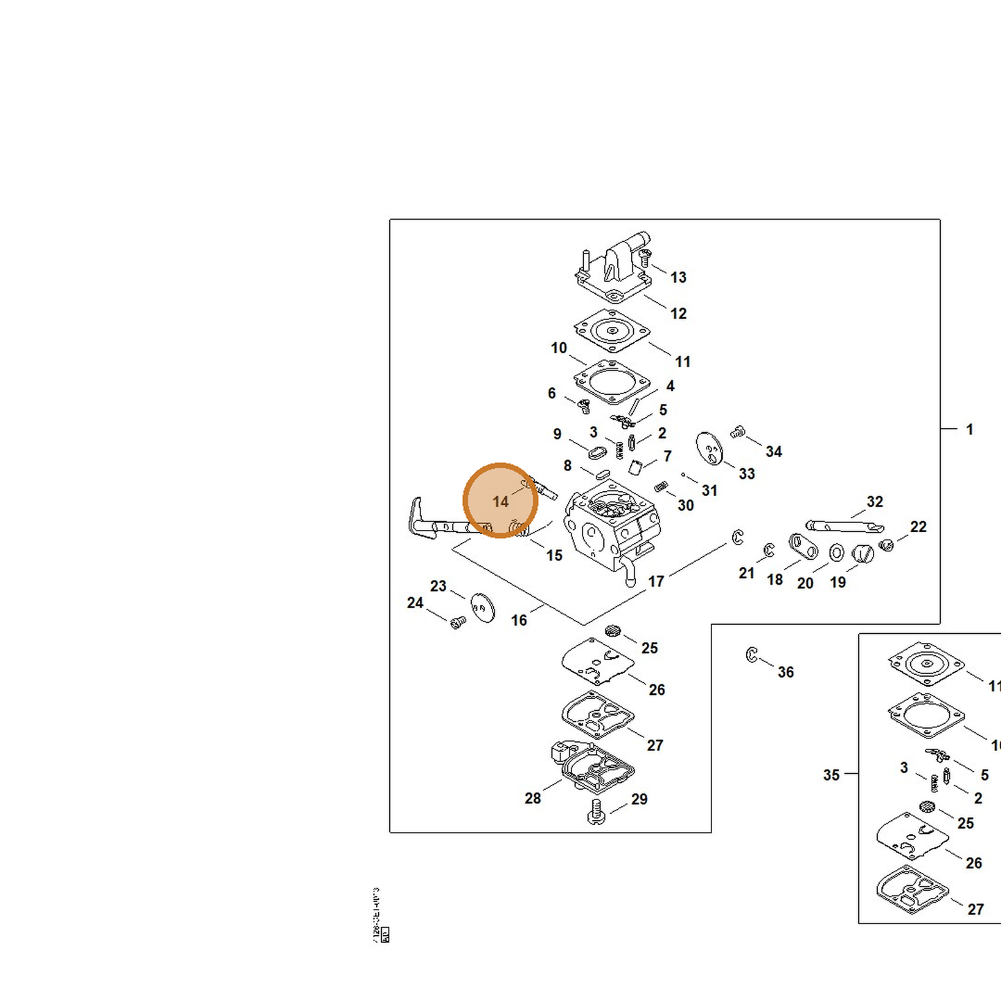 STIHL part 4128-122-6300 — IPL diagram snippet (6x zoom, amber highlight)