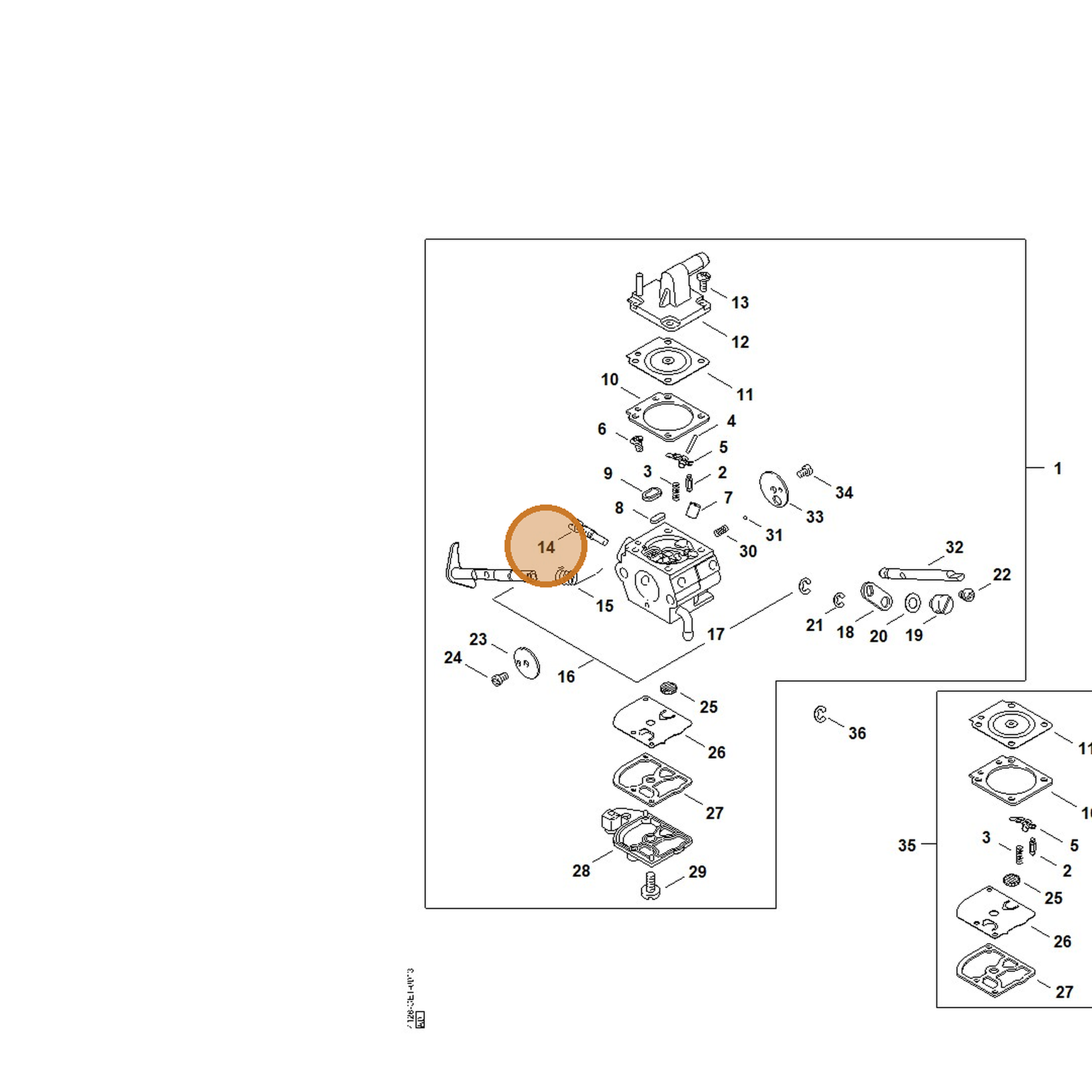 STIHL part 4128-122-6300 — IPL diagram snippet (6x zoom, amber highlight)