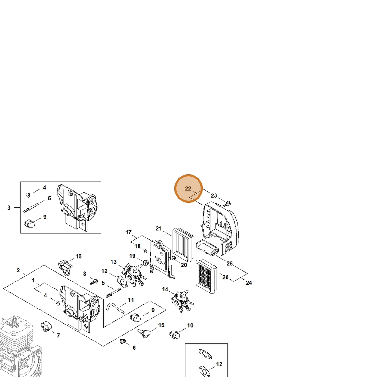 STIHL part 4128-140-1000 — IPL diagram snippet (6x zoom, amber highlight)