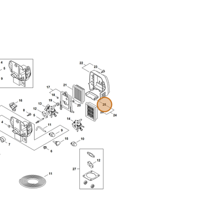STIHL part 4128-141-2500 — IPL diagram snippet (6x zoom, amber highlight)