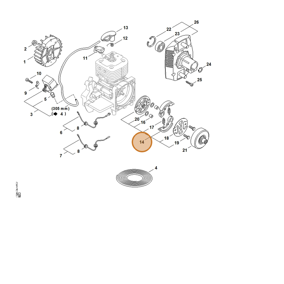 STIHL part 4128-160-2001 — IPL diagram snippet (6x zoom, amber highlight)