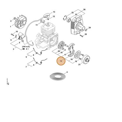 STIHL part 4128-160-2001 — IPL diagram snippet (6x zoom, amber highlight)
