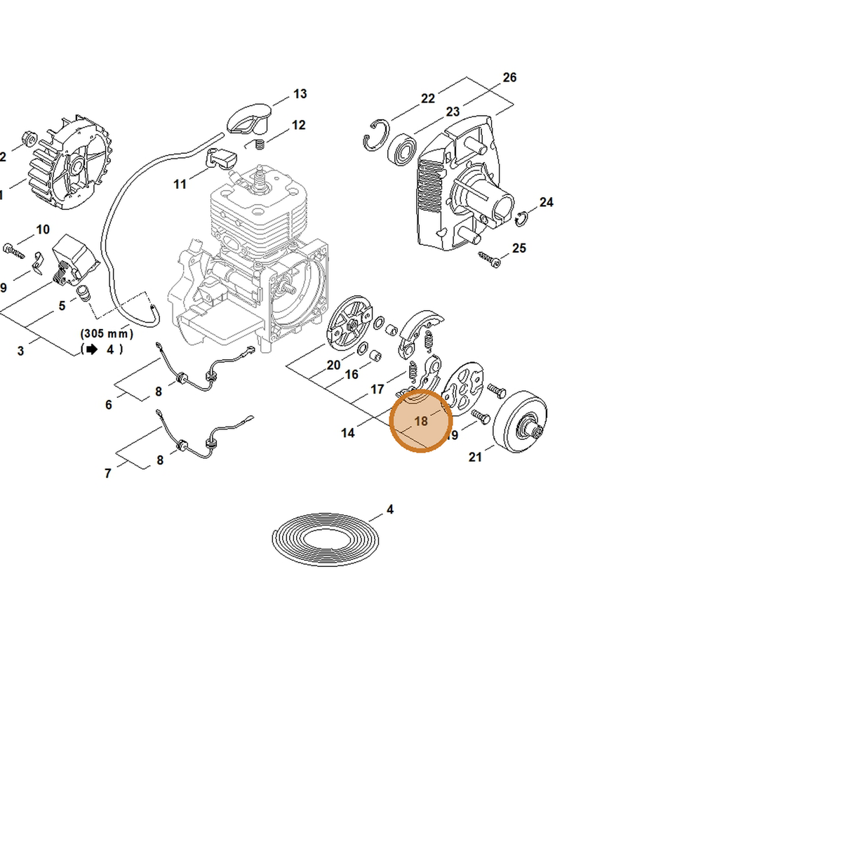 STIHL part 4128-162-1000 — IPL diagram snippet (6x zoom, amber highlight)