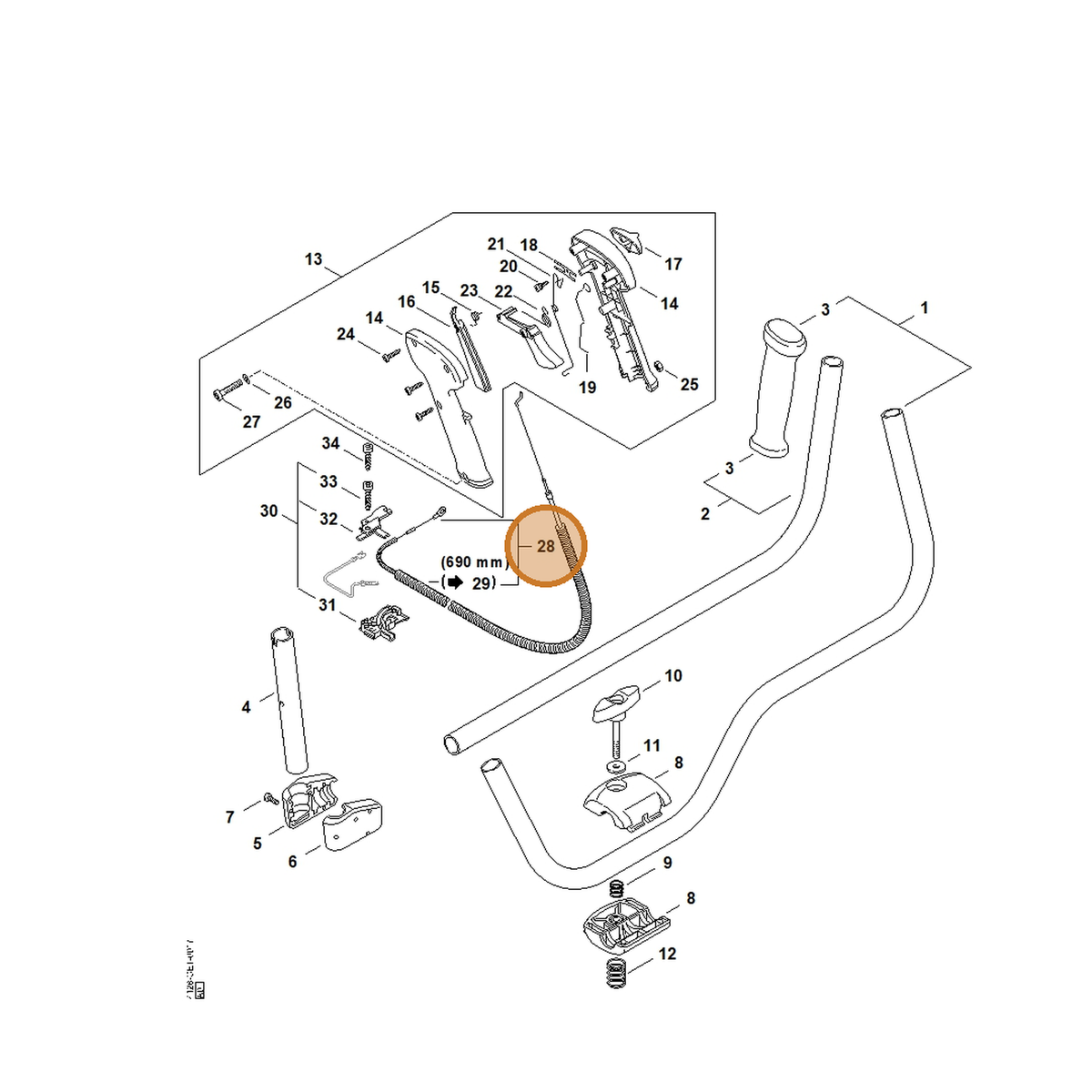 STIHL part 4128-180-1102 — IPL diagram snippet (6x zoom, amber highlight)