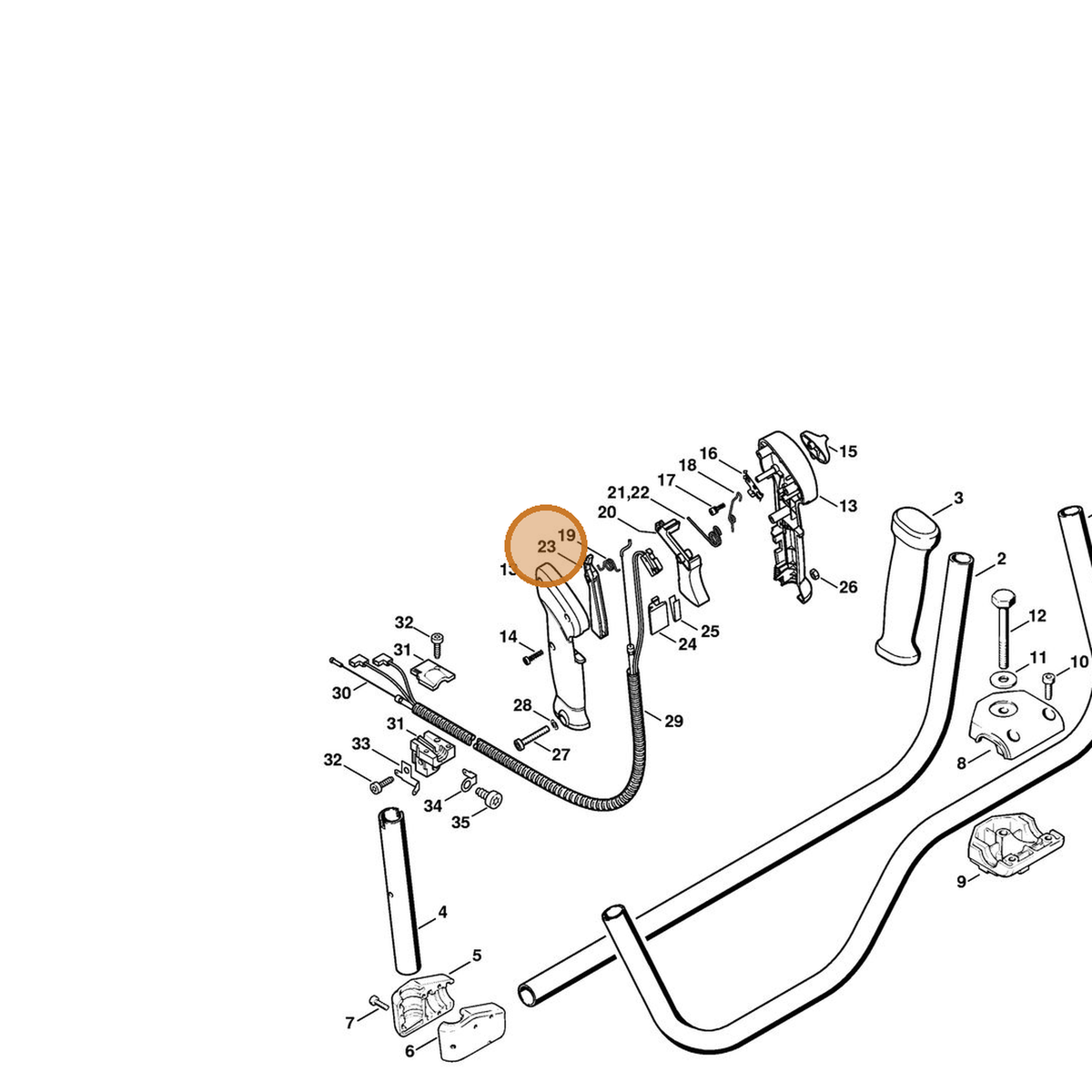 STIHL part 4128-182-0800 — IPL diagram snippet (6x zoom, amber highlight)