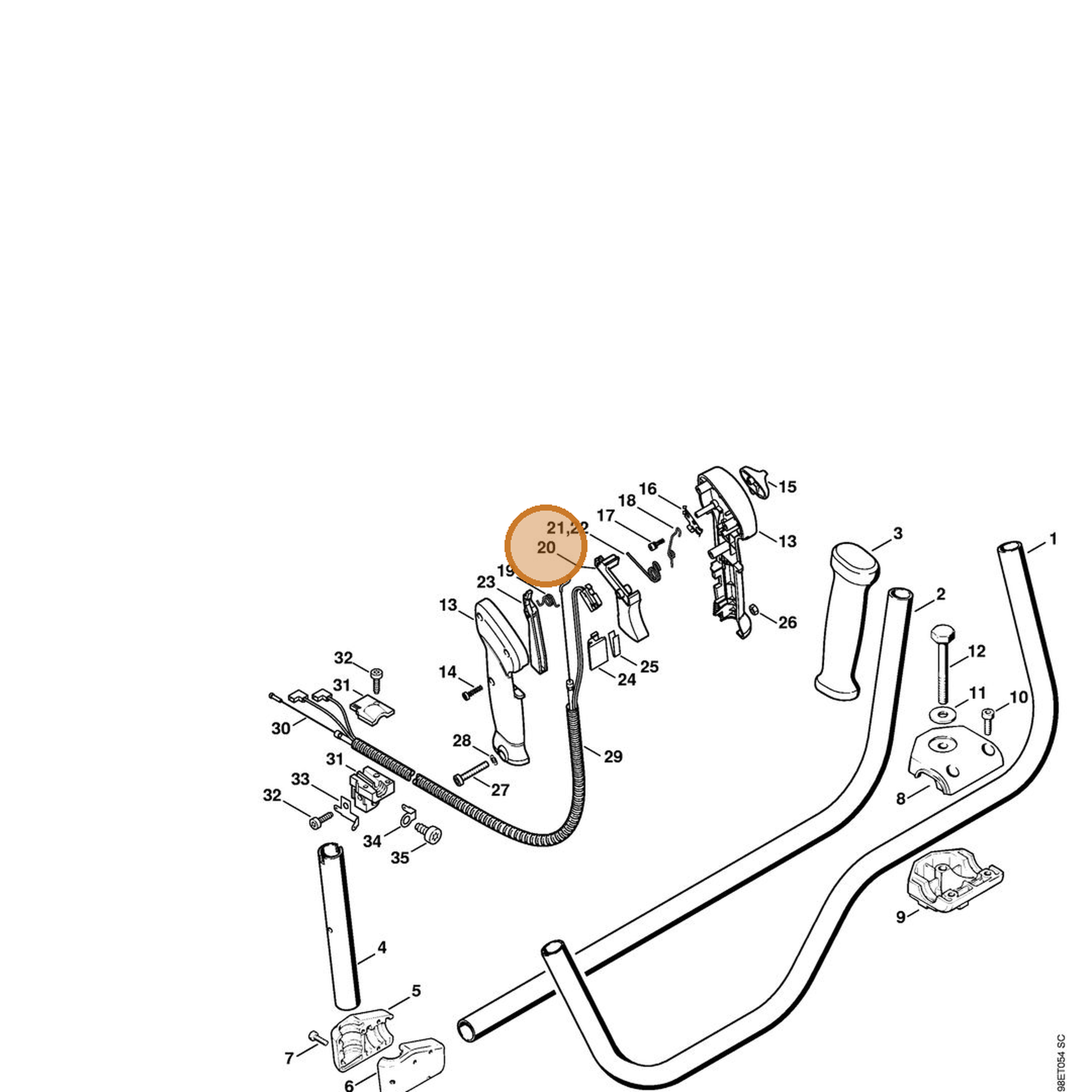 STIHL part 4128-182-1000 — IPL diagram snippet (6x zoom, amber highlight)