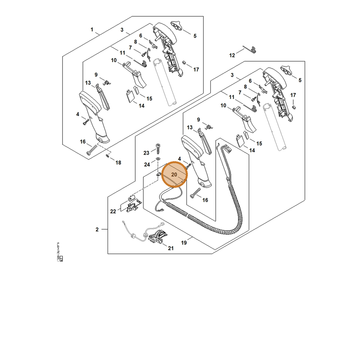 STIHL part 4128-182-3203 — IPL diagram snippet (6x zoom, amber highlight)